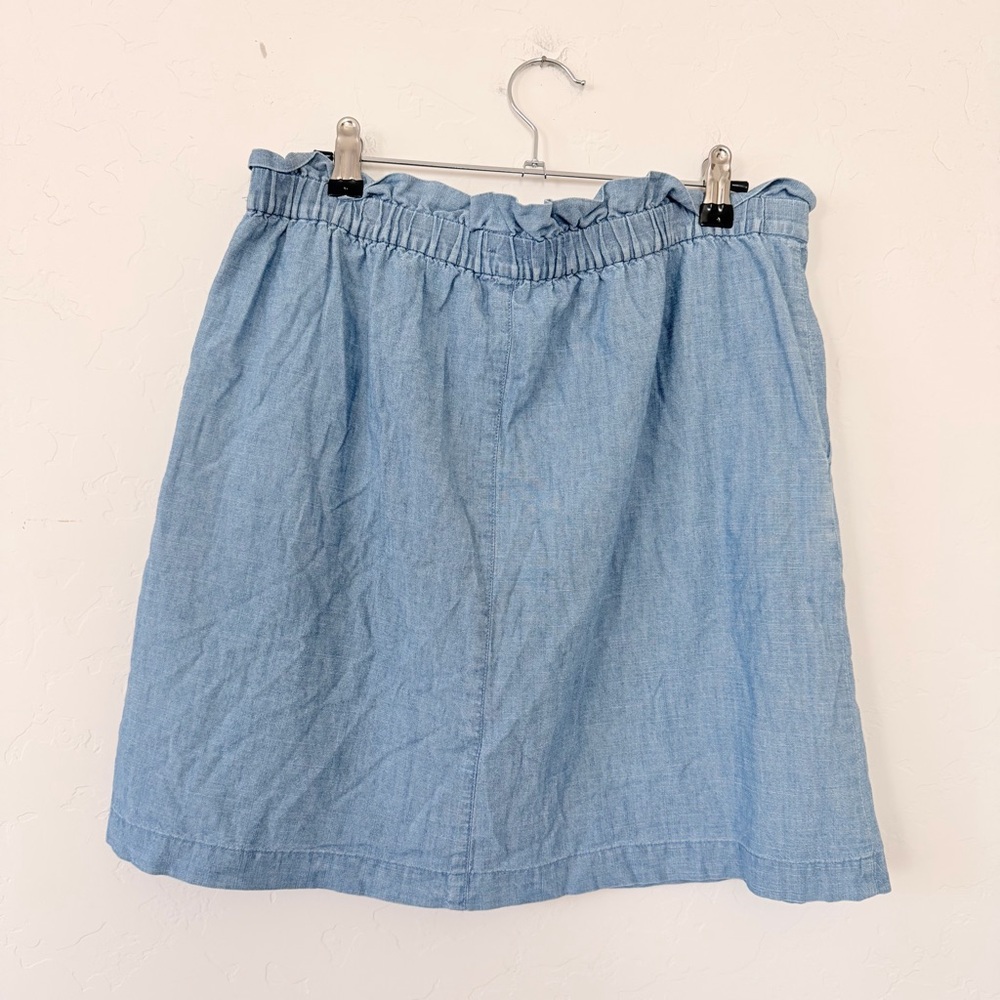 J. Crew Light Blue Denim A-Line Skirt with Ruffle Waist - Picture 6 of 12